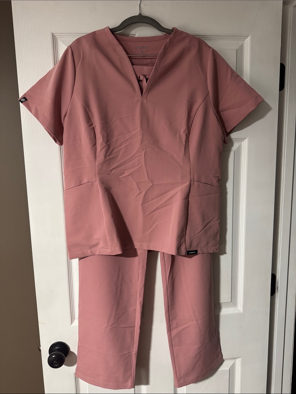 Jaanuu Dusty Rose Pink Scrub Top & Track Pants